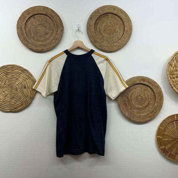 True Vintage 80s Velva Sheen Notre Dame Football Blue Tee T-Shirt Large - Picture 3 of 7